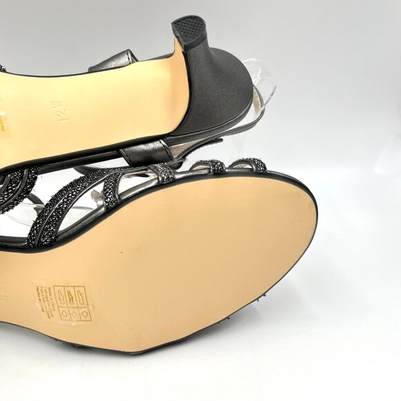 12W 12 WIDE WIDTH Touch Ups Amara Pewter‎ Silver Kitten Heel Dress Sandals Shoes - Picture 10 of 14